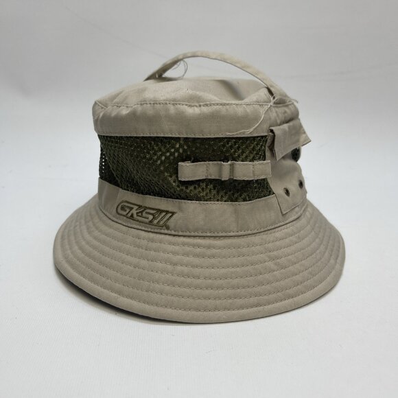 Y2K Ganka Gear Tech Sun Bucket Hat Beige / Green Sz M* Fishing / Outdoor - Picture 1 of 11